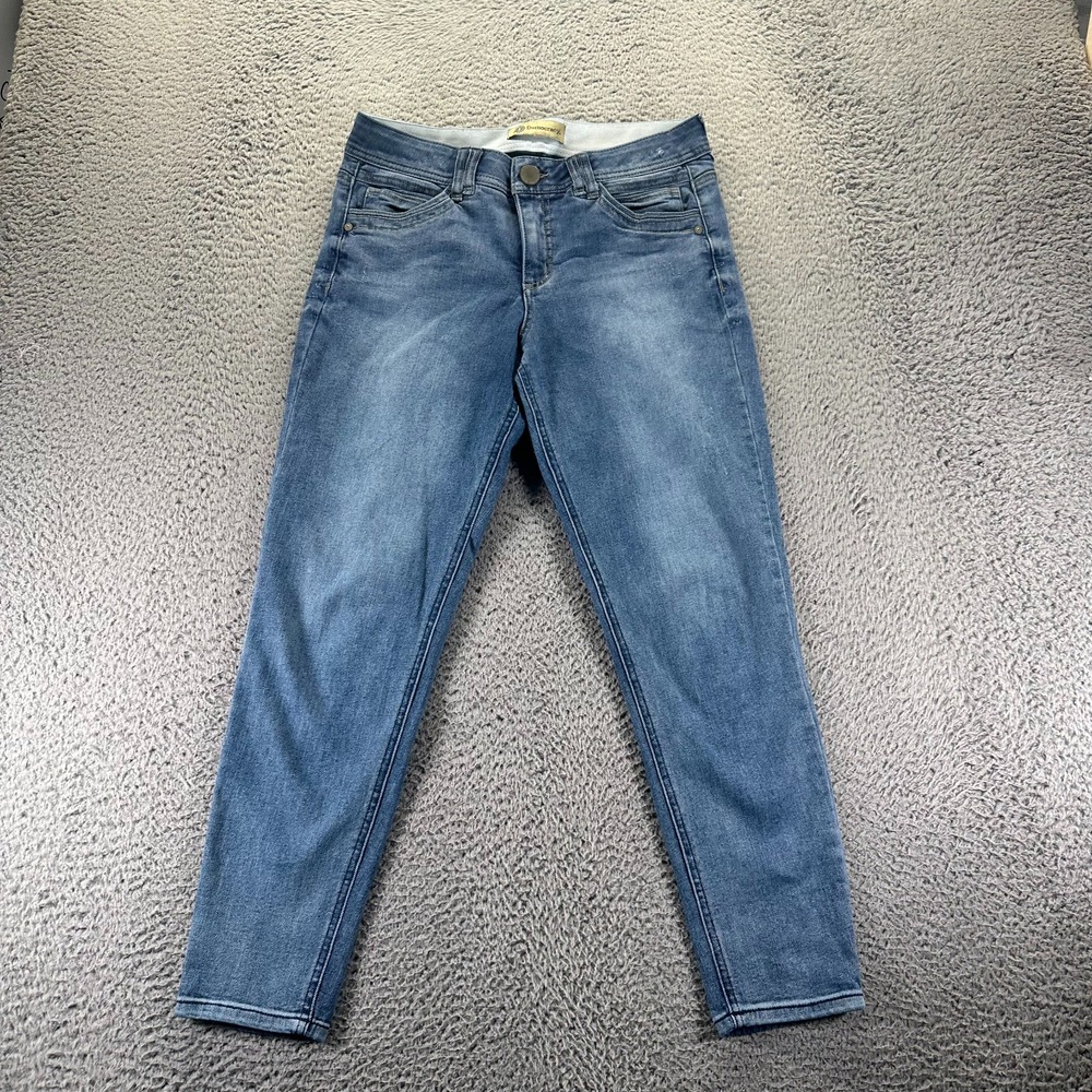 Democracy Jeans Womens‎ 10 Blue Cotton Denim Tapered Leg Faded Stretch Workwear